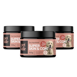 Produktbild von Petstile Super Skin & Coat Natürliches Supplement für Hunde mit Fischkollagen, Leinsamen & Fischöl - 3 x 100 g
