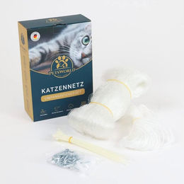 PETSWORLD EST 2021 Schutznetz Katzennetz 8×3 m für Balkon inkl. Befestigung & Kabelbinder, BxL: 17x35 m, Wetterbeständiges Katzenschutznetz mit geknoteten Maschen – Bild 1 von 5