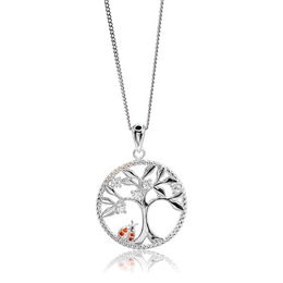 Produktbild von Pettimania Halskette mit Anhänger Lebensbaum und Marienkäfer Silber