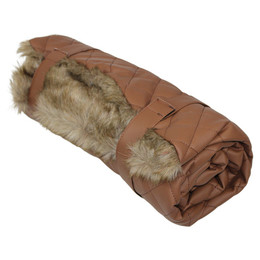 Produktbild von Pettimania Hundedecke Leder mit Fellbezug braun