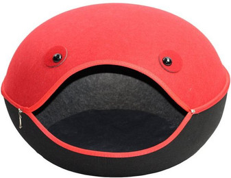 Produktbild von Pettimania Katzenhöhle Filz in Froschform schwarz/rot