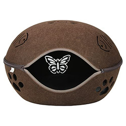 Produktbild von Pettimania Katzenhöhle Filz mit Motiven braun