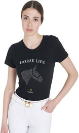 Produktbild von Pferd Motiv Strass T-Shirt für Frauen Equestro