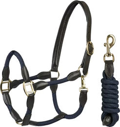 Produktbild von Pferdehalfter aus Leder mit Seil Horka