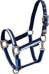 Produktbild von Pferdehalfter mit Fleecepolsterung und Karabinerhaken Equestro White Trim