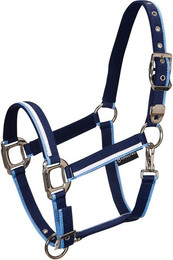 Produktbild von Pferdehalfter mit Fleecepolsterung und Karabinerhaken Equestro White Trim