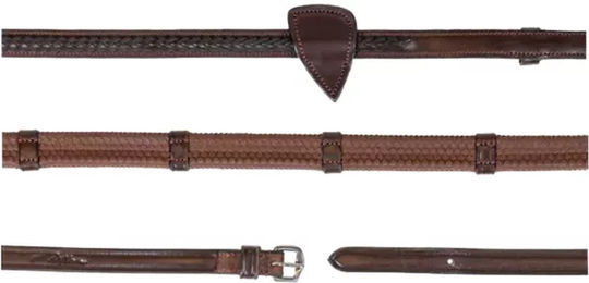 Produktbild von Pferdezügel aus Gummi mit 7 Lederstoppern und geflochtenem Abschluss Dy'on