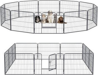 Produktbild von PfotenWunder® Welpenlaufstall 12-teilig, 80cm hoch + 1 Hundebett & 1 Trainingsbuch | Welpenauslauf, Hunde-Laufstall faltbar mit Tür, Tierlaufstall indoor outdoor wetterfest