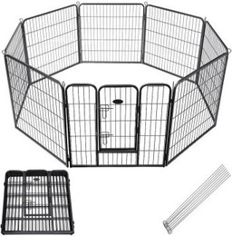 Produktbild von PfotenWunder® Welpenlaufstall 8-teilig, 80cm hoch, 2x2m + 1 Hundebett & 1 Trainingsbuch | Welpenauslauf, Hunde-Laufstall faltbar mit Tür, Tierlaufstall indoor outdoor wetterfest