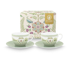 PiP Studio Geschirr 2er Set Tasse & Untertasse Lily&Lotus hellgrün - 2 x 280 ml – Bild 1 von 3
