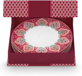 Produktbild von PiP Studio Geschirr 4er Set Teller Deco Flower Festival Dunkelpink