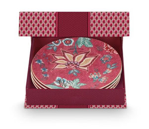 Produktbild von PiP Studio Geschirr 4er Set Teller Flower Festival Dunkelpink
