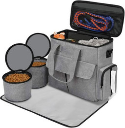 Produktbild von PODOFO Tiertransportbox Reisetasche für Hunde mit 2 Futterbehältern