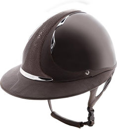 Produktbild von Polo Reithelm mit glänzendem Schirm Antarès Shagreen Premium Bison
