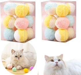 Produktbild von POPOLIC Tier-Beschäftigungsspielzeug Katzenspielzeug-Ball, 12 Stück Leiser Ball*2, Pompon Ball 4.5cm, Weiche Katze Bälle, Katze Spielen Spielzeug Indoor