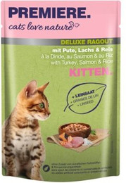 Produktbild von PREMIERE cats love nature Deluxe Ragout Kitten mit Pute, Lachs und Reis - 96 x 100 g