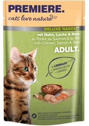 Produktbild von PREMIERE cats love nature Deluxe Ragout mit Huhn, Lachs und Reis - 48 x 100 g