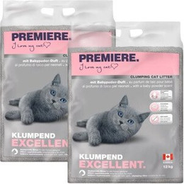 Produktbild von PREMIERE Excellent Babypuder Klumpstreu - 2 x 12 kg