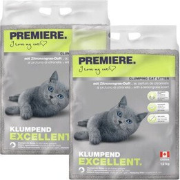 Produktbild von PREMIERE Excellent Zitronengras Klumpstreu - 2 x 12 kg