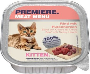 Produktbild von PREMIERE Meat Menu Kitten Rind mit Putenherzen - 16 x 100 g