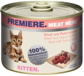 Produktbild von PREMIERE Meat Menu Kitten Rind und Putenherzen - 24 x 200 g