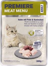 Produktbild von PREMIERE Meat Menu Nassfutter Katze Adult Huhn Pute Kaninchen - 6 x 300 g