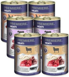 Produktbild von PREMIERE Meati Mixpaket Nassfutter für Hunde - 6 x 400 g