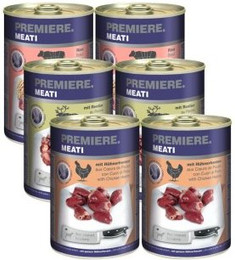 Produktbild von PREMIERE Meati Mixpaket Nassfutter für Hunde - 6 x 400 g