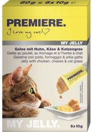 Produktbild von PREMIERE MyJelly Huhn,Käse&Katzengras 6x10g