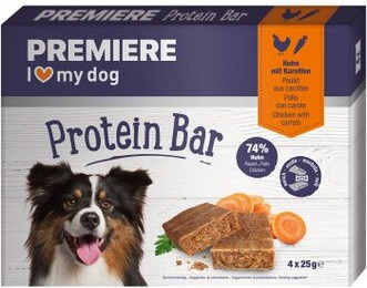 Produktbild von PREMIERE Proteinriegel Huhn mit Karotte - 4 x 25 g