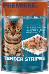 Produktbild von PREMIERE Tender Stripes Huhn und Leber - 56 x 85 g