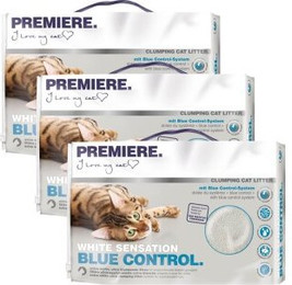 Produktbild von PREMIERE White Sensation blue control Klumpstreu - 3 x 12 l