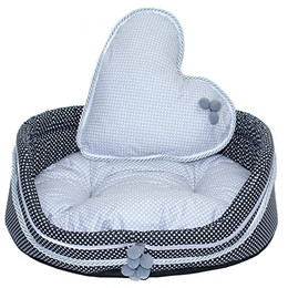 Produktbild von Primawela Hundebett Katzenbett mit Herz Kissen Bommel Grau