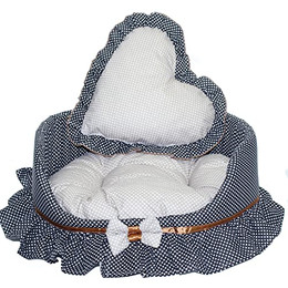 Produktbild von Primawela Hundebett Katzenbett mit Herz Kissen - Schleife Braun