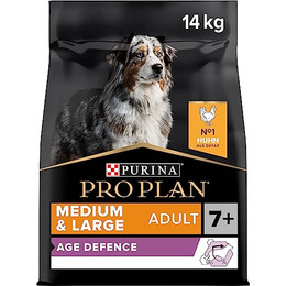 Produktbild von Pro Plan Medium & Large Adult Age Defence 7+ Hundefutter trocken reich an Huhn - 14 kg