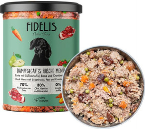 Produktbild von Probier-Glas: Frische-Menü Ente mit Süßkartoffel, Birne und Cranberries (400g)