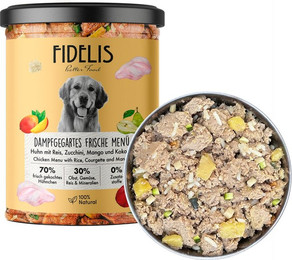 Produktbild von Probier-Glas: Frische-Menü Huhn mit Reis, Zucchini und Mango (400g)