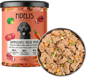 Produktbild von Probier-Glas: Frische-Menü Rind mit Süßkartoffel, Apfel und Brokkoli (400g)