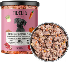 Produktbild von Probier-Glas: Frische-Menü Schwein mit Buchweizen, Kürbis und Fenchel (400g)