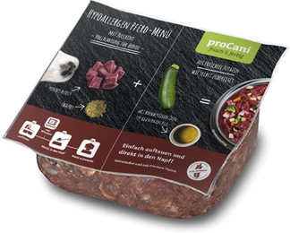 Produktbild von proCani BARF Hypoallergen Pferd Menü mit Zucchini - 16 x 500 g