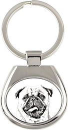 Produktbild von Pug - keychain with a dog, keychain with a print, personalized pendant from the Art-Dog brand silber