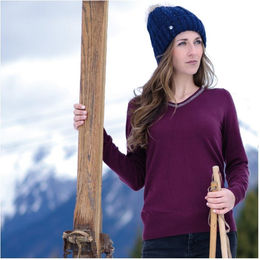 Produktbild von Pullover mit V-Ausschnitt Damen Flags&Cup Kimola