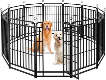 Puluomis Freigehege Welpenauslauf 68cm x 6/8/12-teilig 80/100 cm hoch, Welpenlaufstall mit Tür DIY, Doppel-L-Schloss – Bild 1 von 5