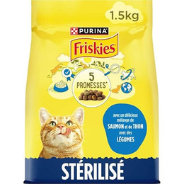 Produktbild von PURINA Friskies Sterilized Katze mit Lachs, Thunfisch und Gemüse - 1,5 kg
