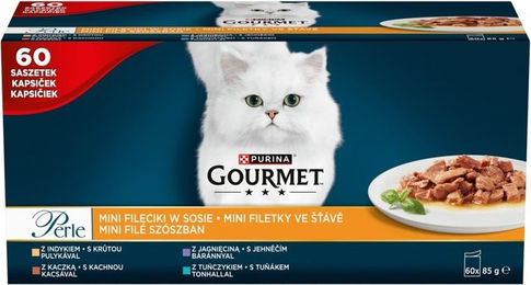 Produktbild von PURINA GOURMET Perle Mini Filetstücke in Soße Mix Geschmacks für adulte Katzen 60x85g
