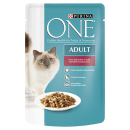 Produktbild von PURINA ONE Adult Katzenfutter mit Rind und Karotten - 12 x 85 g