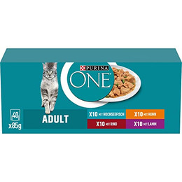Produktbild von PURINA ONE Adult Katzenfutter nass Sorten-Mix - 40 x 85 g