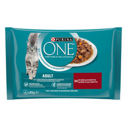 Produktbild von PURINA ONE Adult mit Rind und Karotten 4x85g - 340 g