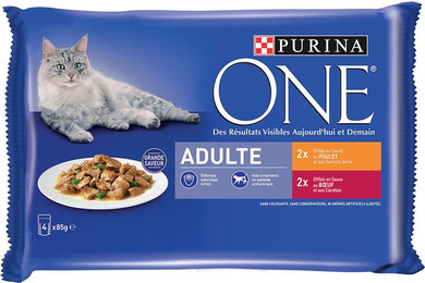 Produktbild von PURINA ONE Adult Nassfutter Huhn und Rind - 8 x 85 g