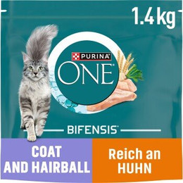 Produktbild von PURINA ONE BIFENSIS Coat & Hairball Huhn Katzenfutter - 3 x 1,4 kg